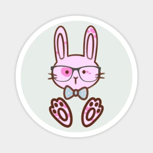 Pink Bunny Rabbit Wearing Glasses Easter Magnet